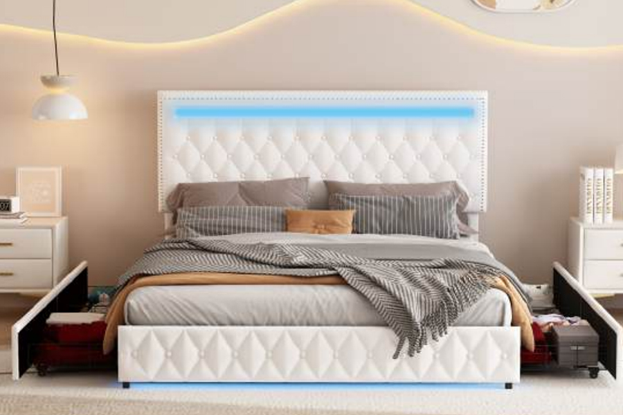 4471-1-3D ตู้เก็บของลิ้นชัก Smart Ambient Lighting โครงเตียง