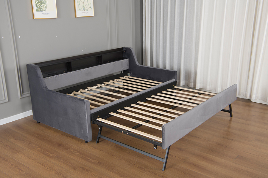 4857-1U โซฟาเบดหุ้มผ้ากำมะหยี่นุ่ม Trundle