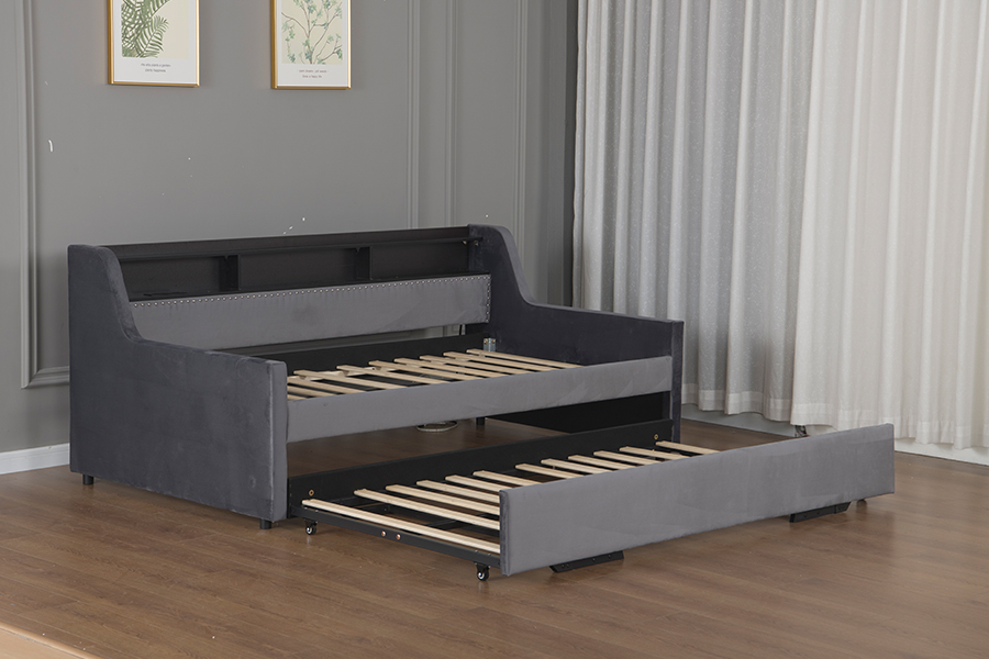 4857-1U โซฟาเบดหุ้มผ้ากำมะหยี่นุ่ม Trundle