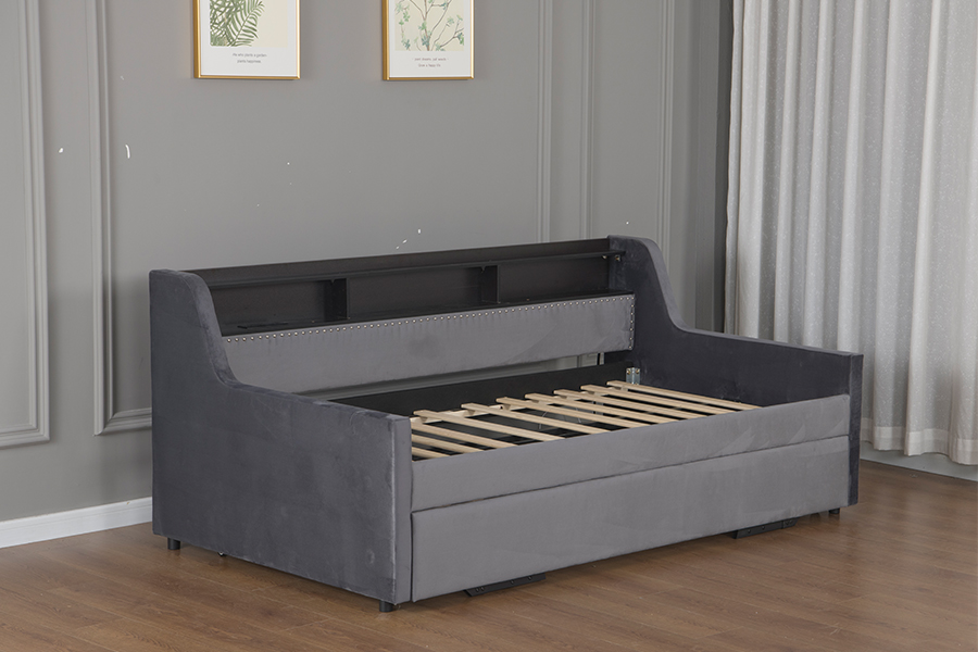 4857-1U โซฟาเบดหุ้มผ้ากำมะหยี่นุ่ม Trundle