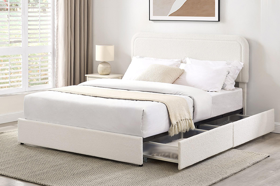 ลิ้นชักเก็บเตียง N3 โครงเตียงหุ้มเบาะที่ทนทาน