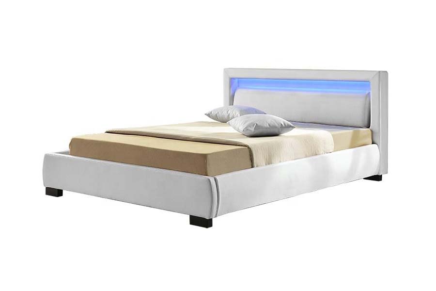 1857 โครงเตียงหุ้มหนังเทียม LED สมัยใหม่ร่วมสมัย