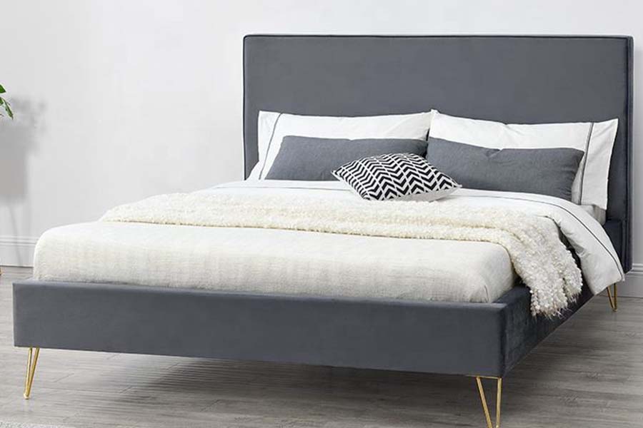 1476 เตียงแพลตฟอร์มผ้ากำมะหยี่สีสันสดใส