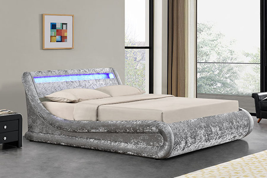 1138-1G Wave-Like LED Gas Lift เตียงหนัง PU ออตโตมัน