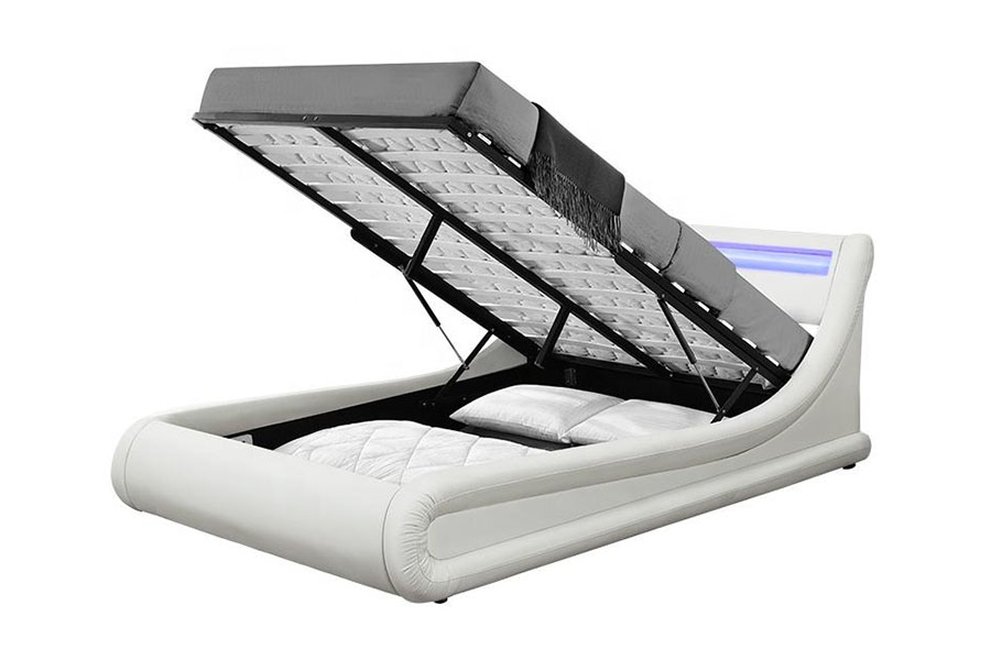 1138-1G Wave-Like LED Gas Lift เตียงหนัง PU ออตโตมัน