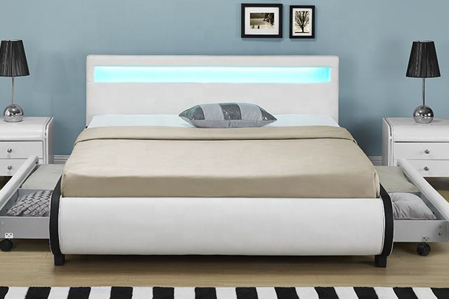 1135-1D LED ตู้เก็บของหุ้มลิ้นชักเตียงหนัง PU