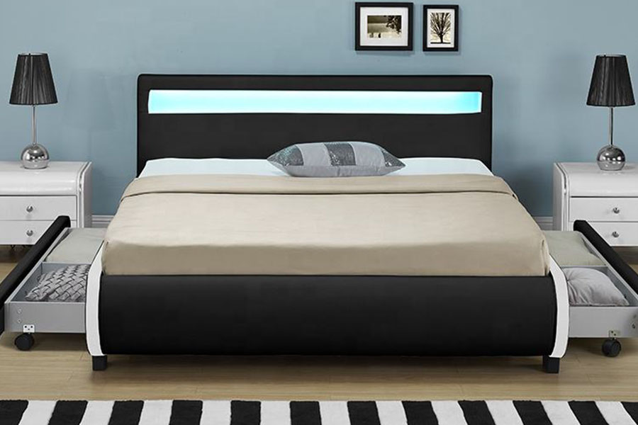 1135-1D LED ตู้เก็บของหุ้มลิ้นชักเตียงหนัง PU