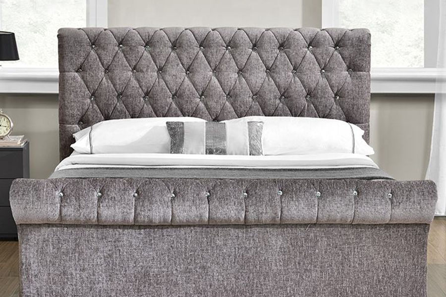 1153G Chesterfield Crushed Velvet Crystal Ottoman เตียงเก็บของ