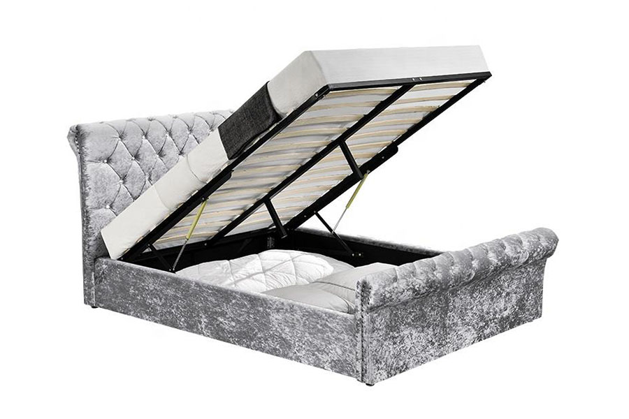 1153G Chesterfield Crushed Velvet Crystal Ottoman เตียงเก็บของ