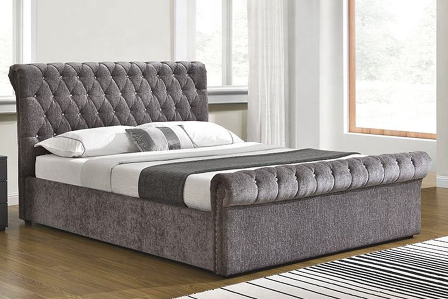 1153G Chesterfield Crushed Velvet Crystal Ottoman เตียงเก็บของ