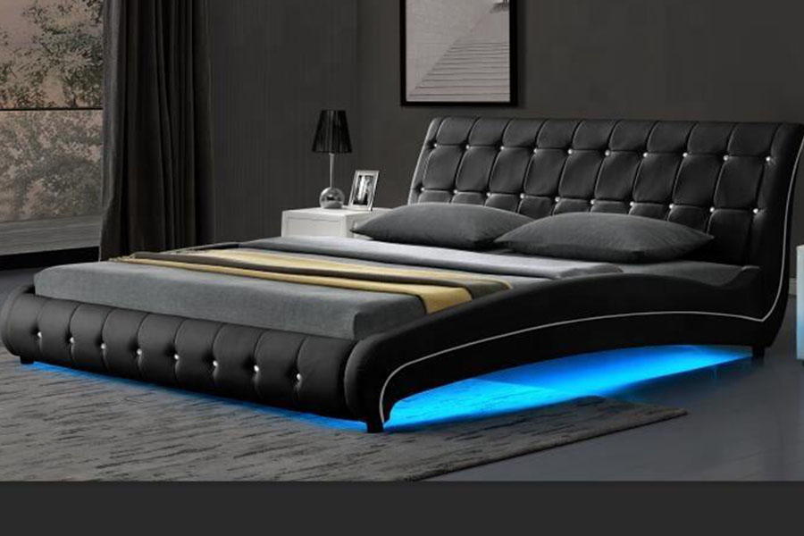 1144-1 โครงเตียงหุ้มหนังเทียม LED สุดหรู