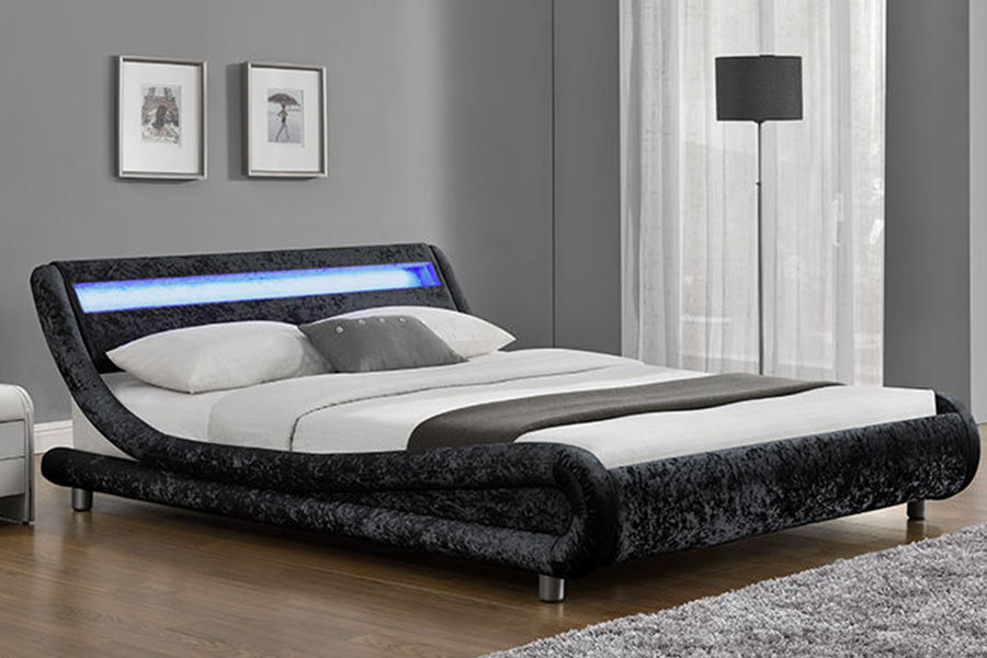 1140-1 โครงเตียงหุ้มหนังสังเคราะห์แบบ Dual-Tone LED