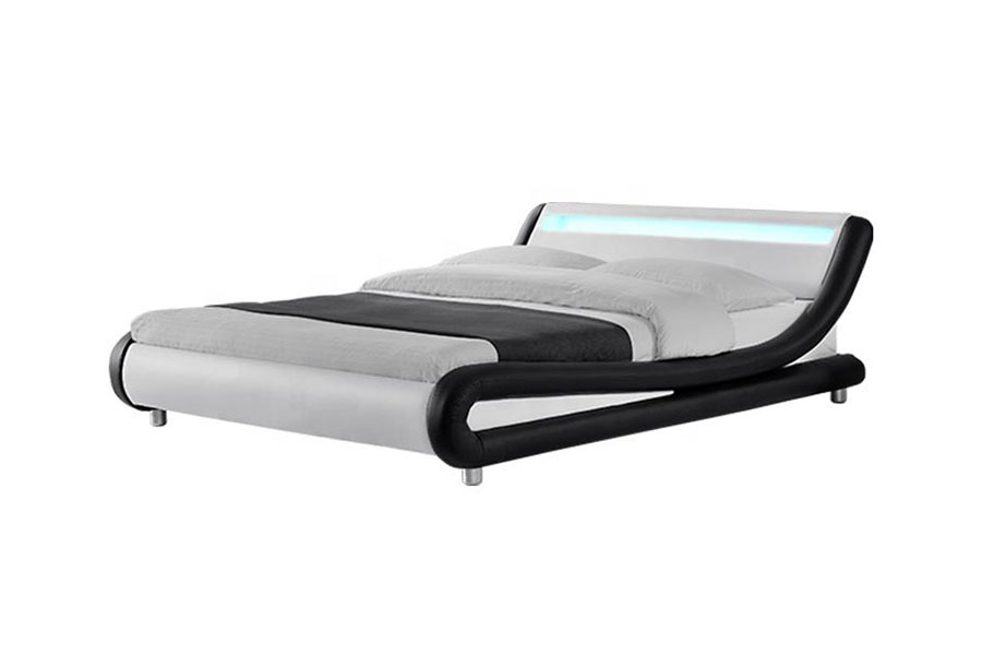 1140-1 โครงเตียงหุ้มหนังสังเคราะห์แบบ Dual-Tone LED