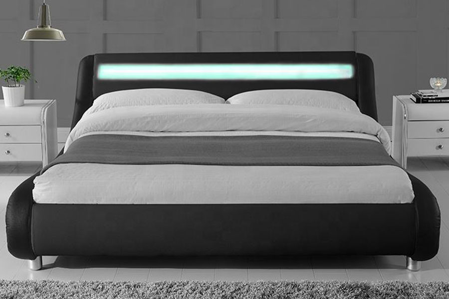 1140-1 โครงเตียงหุ้มหนังสังเคราะห์แบบ Dual-Tone LED