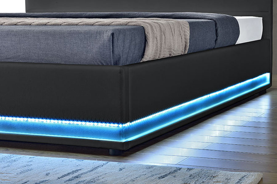 1165-1G ที่เก็บหนังหรูหราทันสมัย ​​LED โครงเตียงหุ้มเบาะ