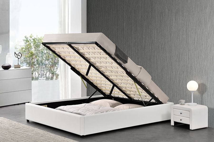 1155G Modern Faux Leather Hotel โครงเตียงแก๊สลิฟท์จัดเก็บ