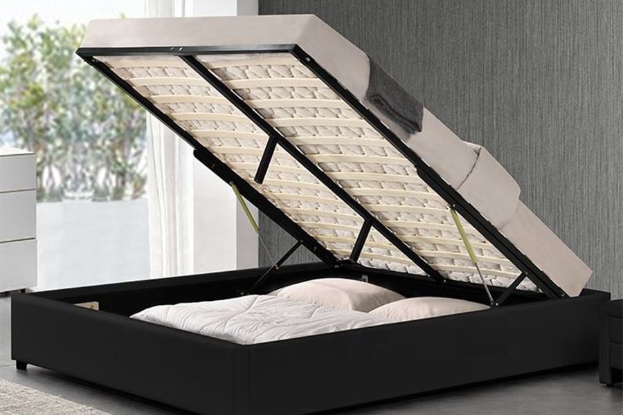 1155G Modern Faux Leather Hotel โครงเตียงแก๊สลิฟท์จัดเก็บ