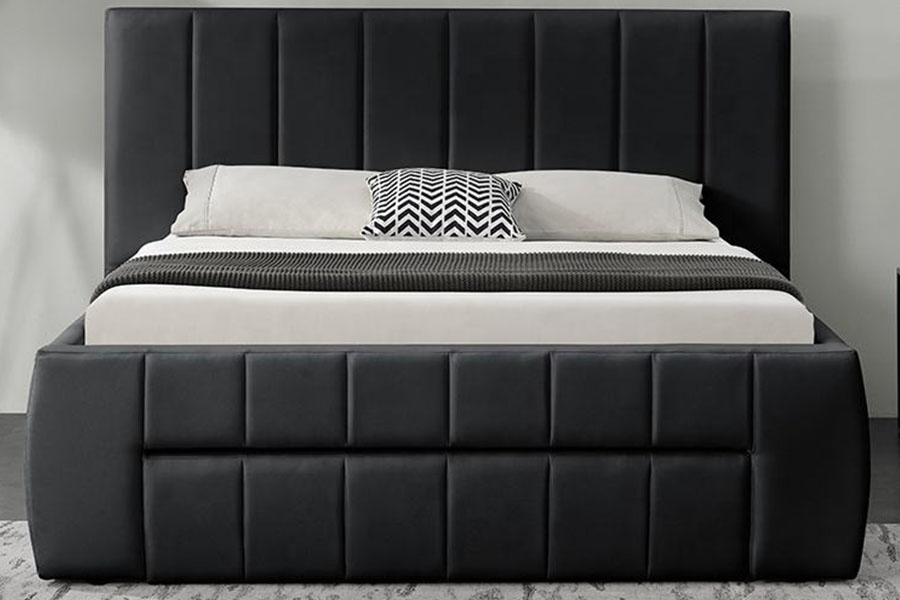 1238D ยุโรป PU-Leather ลิ้นชัก-Storage King โครงเตียงหุ้มเบาะ