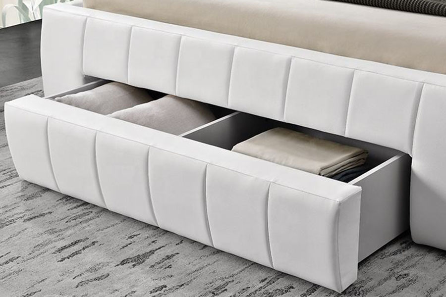 1238D ยุโรป PU-Leather ลิ้นชัก-Storage King โครงเตียงหุ้มเบาะ