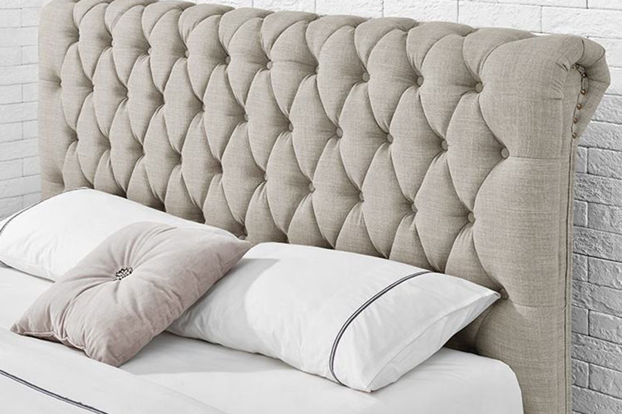 1217D European Velvet Rhombus-Headboard King โครงเตียงสี่ลิ้นชัก