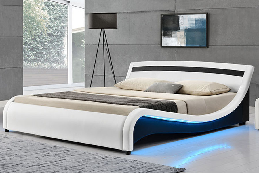 1188-1-2B โครงเตียงหุ้มหนัง PU LED สไตล์โมเดิร์น