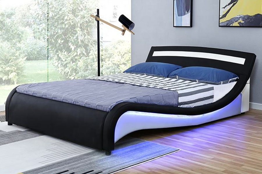 1188-1-2B โครงเตียงหุ้มหนัง PU LED สไตล์โมเดิร์น