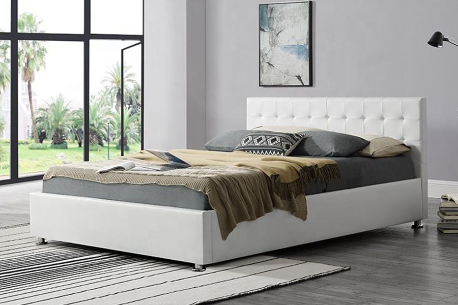 1405G หนัง Faux-PU สีดำในร่ม Ottoman หุ้มโครงเตียงเก็บของ