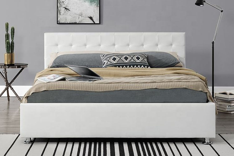 1405G หนัง Faux-PU สีดำในร่ม Ottoman หุ้มโครงเตียงเก็บของ
