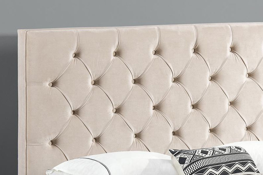 1250G Velvet Button-Headboard Ottoman Double Upholstered Storage Bed Frame
